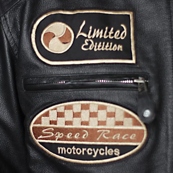 Men American Classic Urban Motors Black Sheepskin Leather Jacket - Image 5