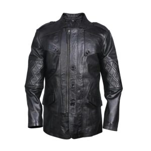 Classical Biker Retro Genuine Leather Pea Coat