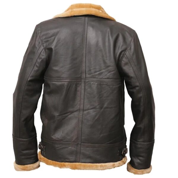 Flight Aviator Brown Shearling Leather Jacket - Image 5