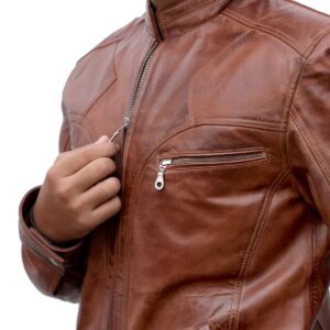 Men J9 Distressed Leather Jacket
