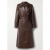 Women Sheepskin Leather Trench Coat in Dark Brown - Image 2