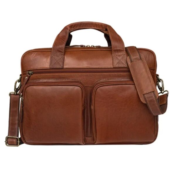 Essentials Brown Business Leather Bag - Image 4