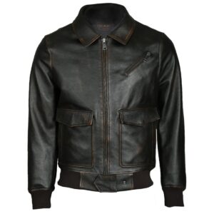 Men Aviator Bomber Sheepskin Leather Jacket Black