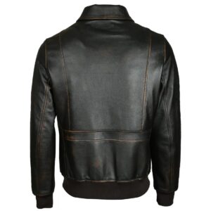 Men Aviator Bomber Sheepskin Leather Jacket Black