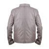 Men Grey Cafe Racer Leather Jacket - Image 2