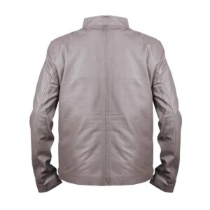 Men Grey Cafe Racer Leather Jacket