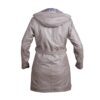 Women’s Grey Hooded Leather Overcoat With Belt - Image 2