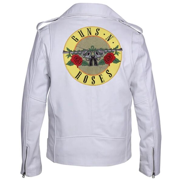 Guns N Roses White Motorcycle Leather Jacket - Image 3