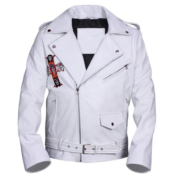 Guns N Roses White Motorcycle Leather Jacket