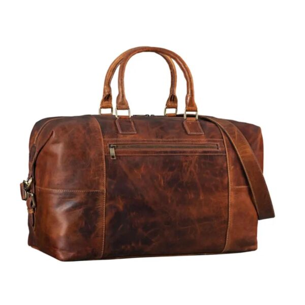 Vintage Brown Leather Luggage Bag - Image 5