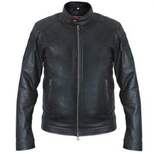 Men Black Classic Motorcycle Genuine Leather Jacket