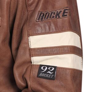 Men Classic 92 Sheepskin Leather Motorcycle Jacket in Brown