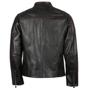 Men Classic Sheepskin Leather Jacket Black