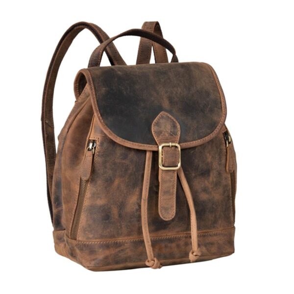 Rustic Brown Leather Backpack Bag For Women - Image 5