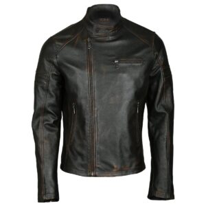 Men Moto Sheepskin Leather Jacket Black
