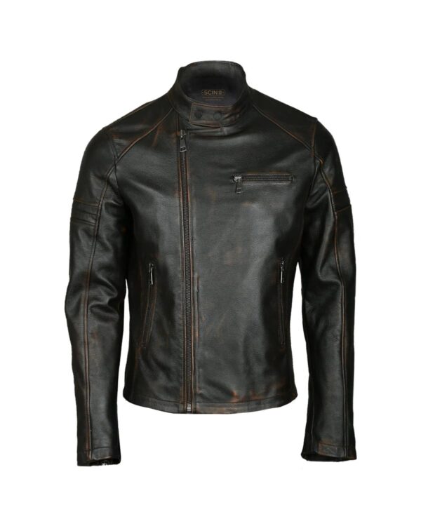 Men's Moto Sheepskin Leather Jacket Black