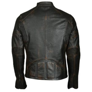 Men Moto Sheepskin Leather Jacket Black