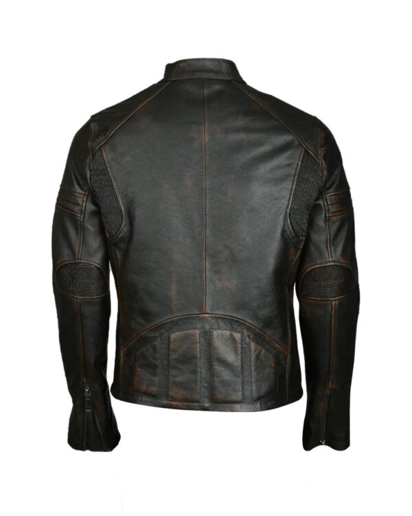 Men's Moto Sheepskin Leather Jacket Black - Image 2