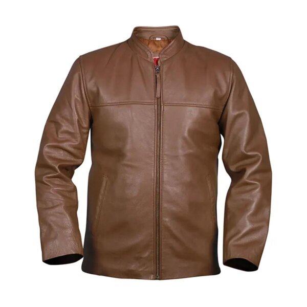 Light Brown Men Casual Biker Leather Jacket