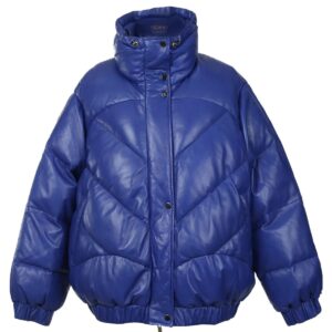Women Lisa Oversized Puffer Bomber Sheepskin Leather Jacket