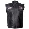 Men Black Sheepskin Leather Vest - Image 3