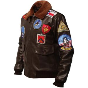 Men Fighter Pilot Brown Sheepskin Leather Jacket
