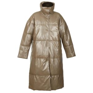 Women Mellisa Leather Puffer Long Coat