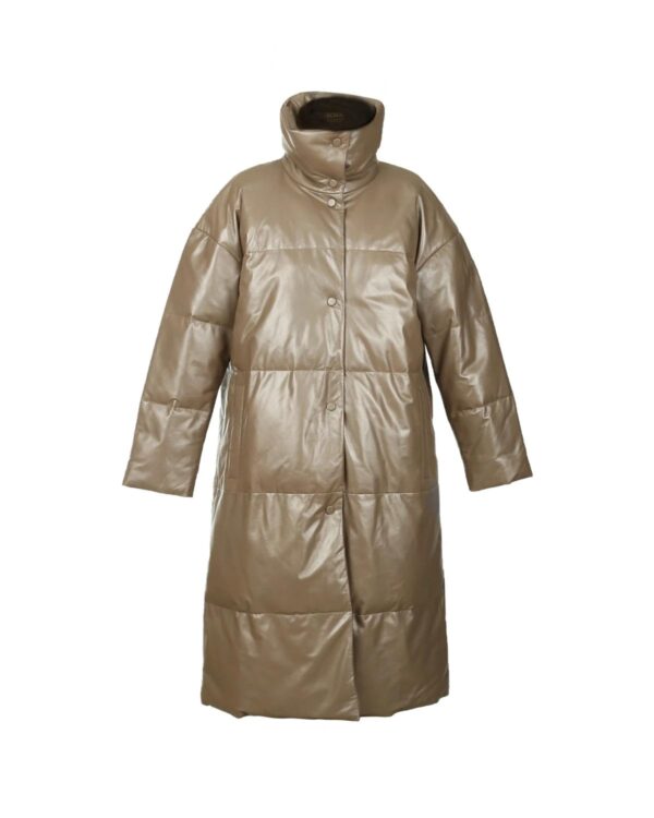 Women's Mellisa Leather Puffer Long Coat