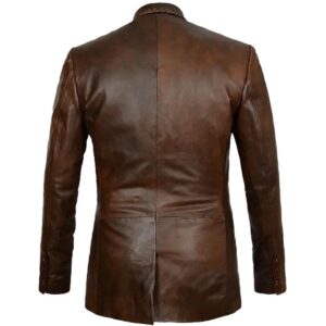 Men Dark Brown Stylish Leather Blazer