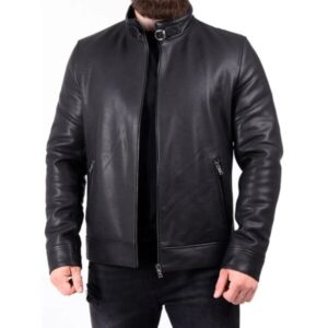 Men Genuine Leather Biker Jacket