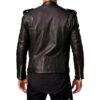 Men Black Slim Fit Biker Genuine Leather Jacket - Image 2
