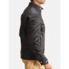 Men Black Leather Quilted Jacket - Image 4