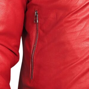 Men Red Shearling Leather Jacket