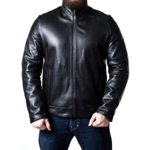 Men Sheepskin Black Leather Biker Jacket