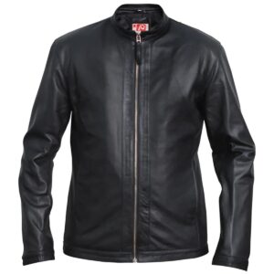 Men Black Slim Fit Biker Motorcycle Leather Jacket