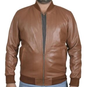 Men Bomber Biker Style Slim Fitted Leather Jacket