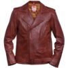 Men Motorcycle Brown Leather Jacket - Image 4