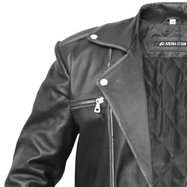 Men Asymmetrical Zipper Biker Leather Jacket - Image 8