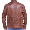 Men Brown Vintage Cafe Racer Style Leather Jacket - Image 4