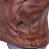 Men Brown Vintage Cafe Racer Style Leather Jacket - Image 6
