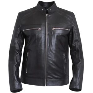 Men Cafe Racer Black Classic Biker Leather Jacket