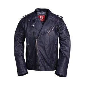Men Casual Biker Black Leather Jacket