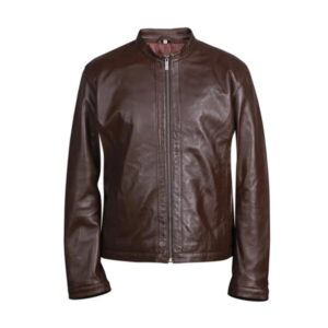 Men Chocolate Brown Biker Leather Jacket