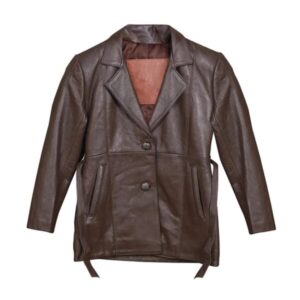 Men Chocolate Brown Genuine Leather Blazer