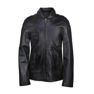 Men Classic Zipped Biker Leather Jacket