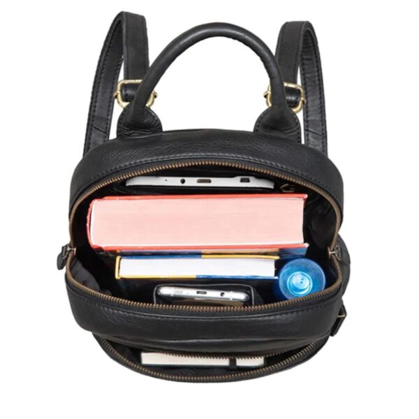 Black Fashion Leather Backpack Bag For Women - Image 5