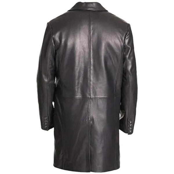 Classic Black Genuine Leather Overcoat - Image 3