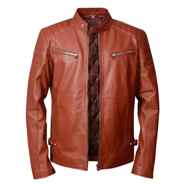 Cafe Racer Brown Retro Style Biker Leather Jacket - Image 9