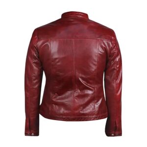 Men Motorcycle Style Red Leather Jacket