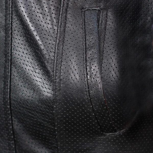 Men Black Sheepskin Leather Vest - Image 6